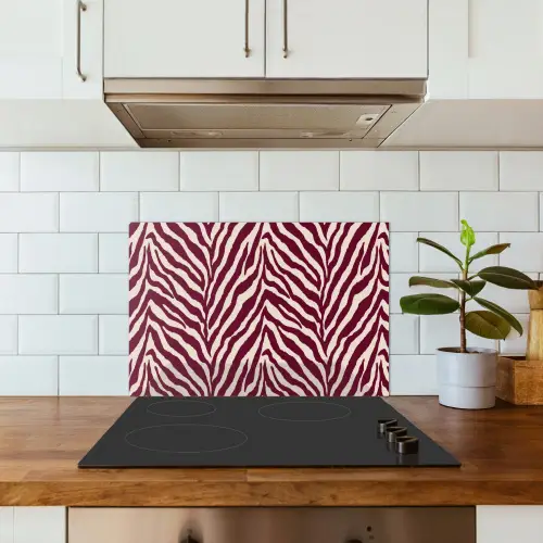 Zebra - Motief - Bordeaux - Rood keuken achterwand spatscherm klein 900 -sfeer2
