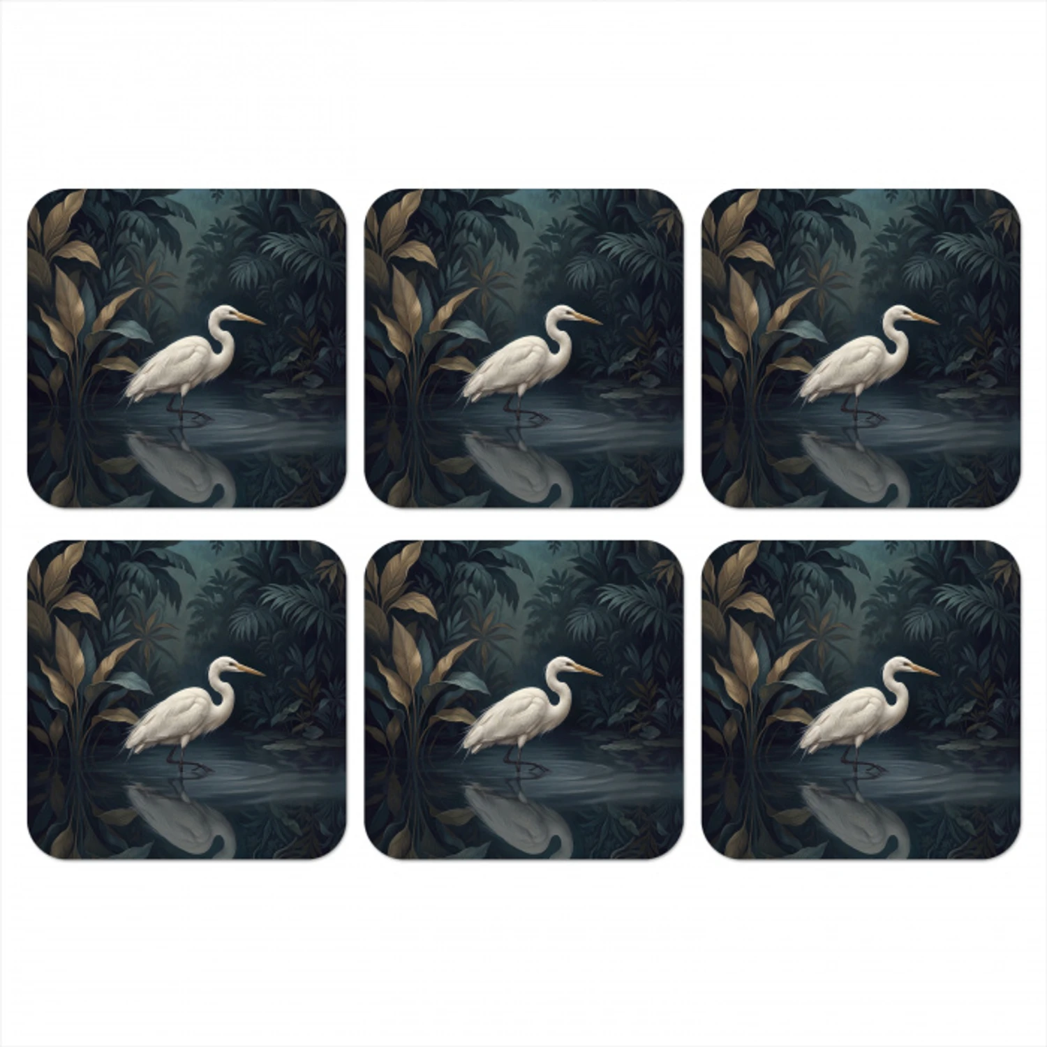 Reiger - Water - Natuur - Modern - Wit onderzetter kurk middel -3d