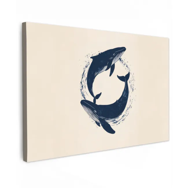 Walvissen - Spetters - Cirkel - Donkerblauw canvas 2cm klein -z3d