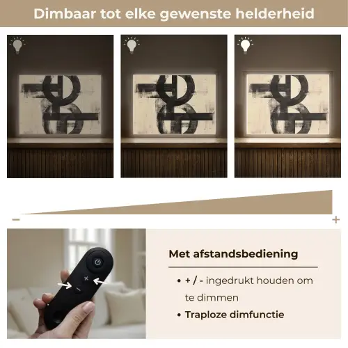 Cirkels - Balken - Zwart - Abstract Light Box met batterij (Wandlamp) middel -USP_dimbaarNL