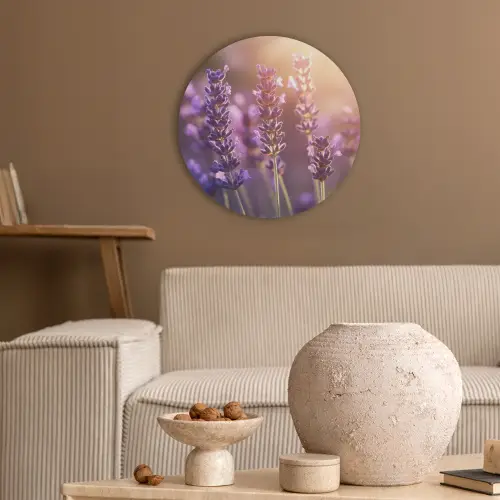 Lavendelbloemen - Paars - Zonlicht Akoestische PET Vilt - Rond klein -sfeer1