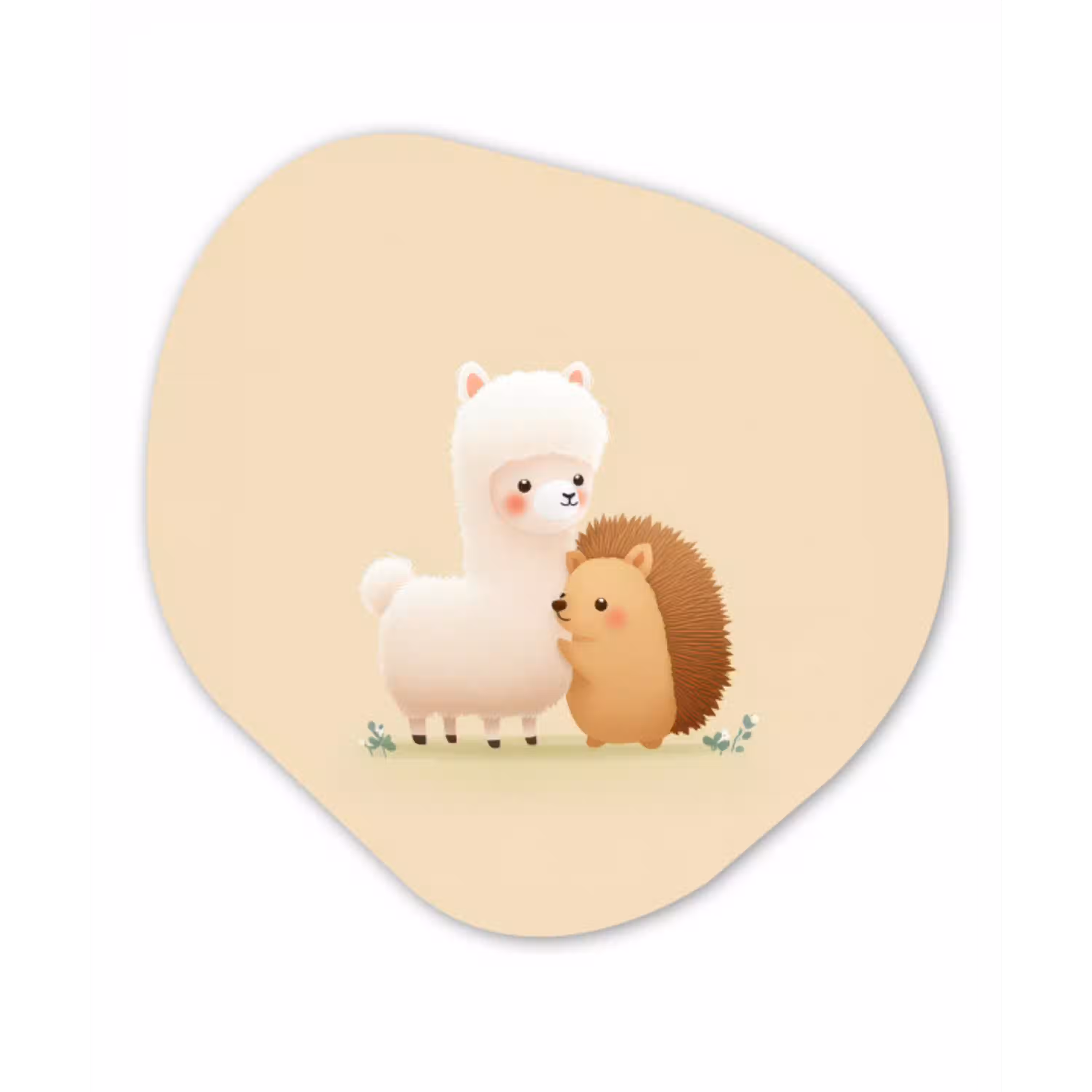 Alpaca - Egel - Bruin - Knuffelen Wandcirkel Organisch Plexiglas middel -3d