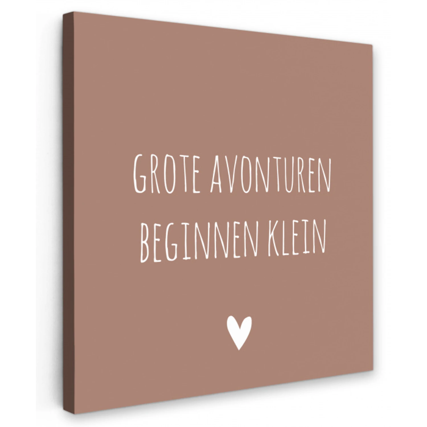 Spreuken - Grote avonturen beginnen klein - Quotes Tuinposter op houten frame 2 cm dik klein -3d