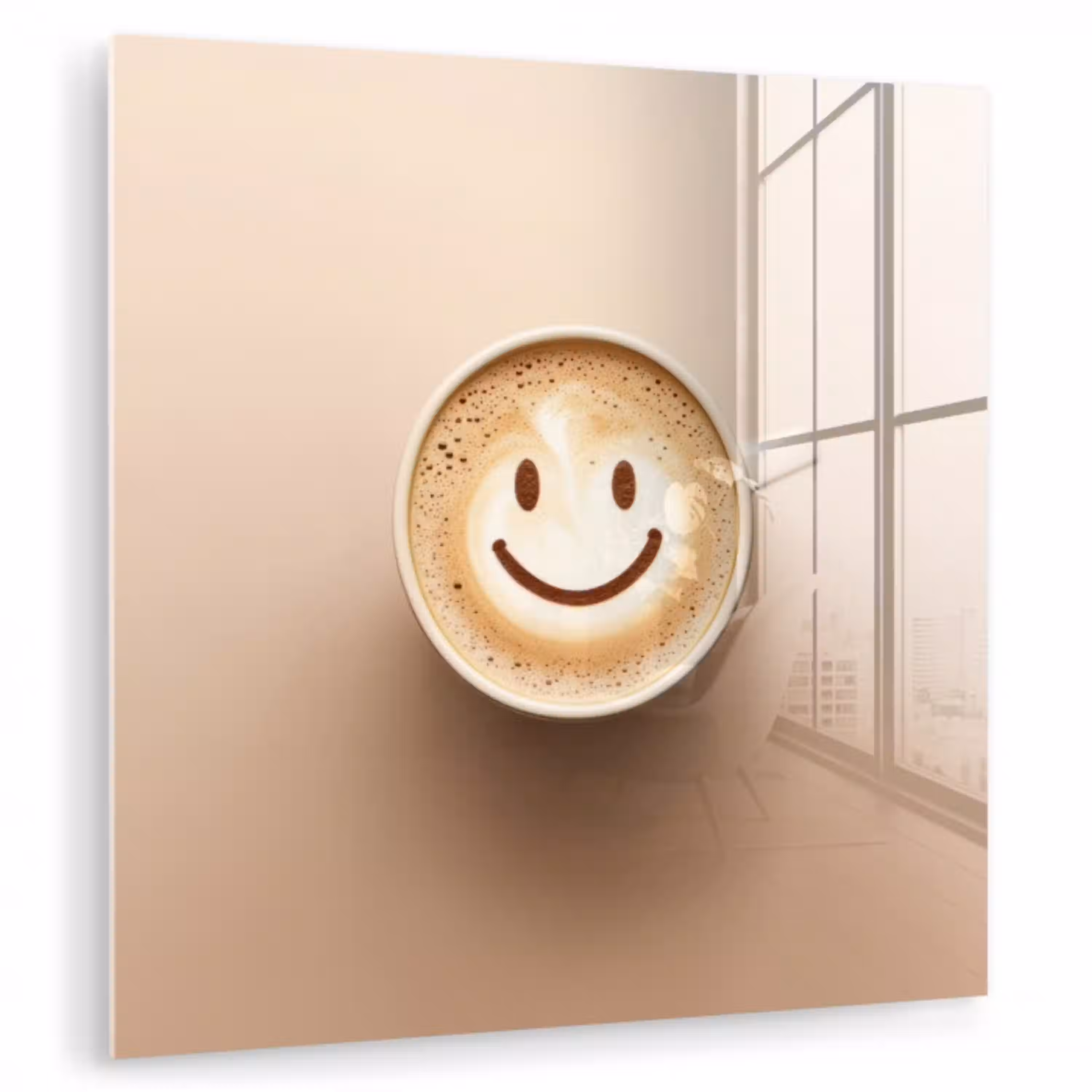 Koffie - Melkschuim - Lach - Beige plexiglas 5mm klein -zzzproduct_nieuw