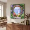 Doorkijk - Vuurtoren - Bloemen - Uitzicht Textielframe zwart klein -sfeer3