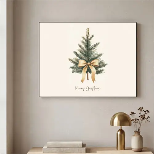 Kerstboom - Kerst - Merry Christmas - Beige Textielframe zwart klein -sfeer2