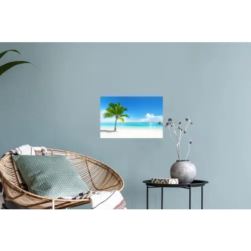 Palmboom - Strand - Zee - Zomer Muursticker klein -plant
