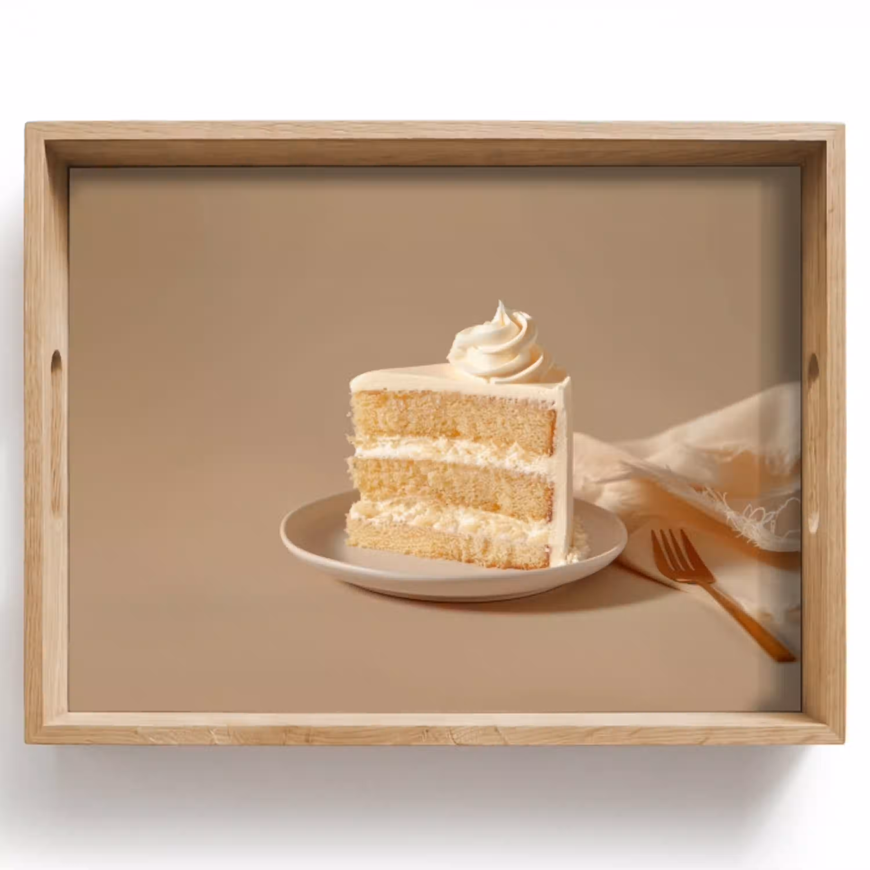 Vanilletaart - Cake - Romig Dienblad Rechthoek middel -z3d_shopping