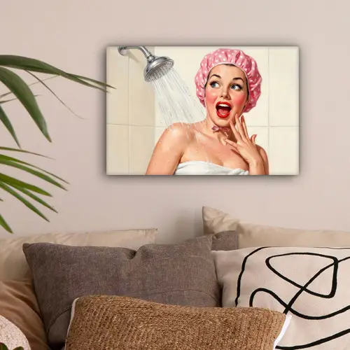 Vrouw - Douche - Roze canvas 2cm klein -sfeer1