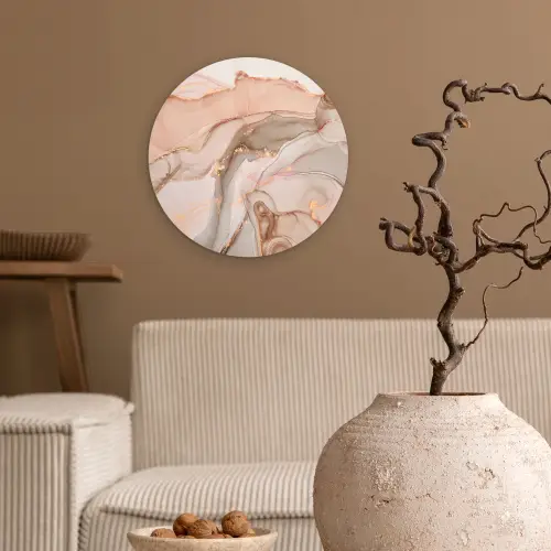 Marmer - Roze - Rosé Wandcirkel kunststof plaat 5mm dik klein -sfeer1