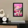 Stad - Roze - Palmbomen fotolijst zwart zonder passe partout klein -sfeer1