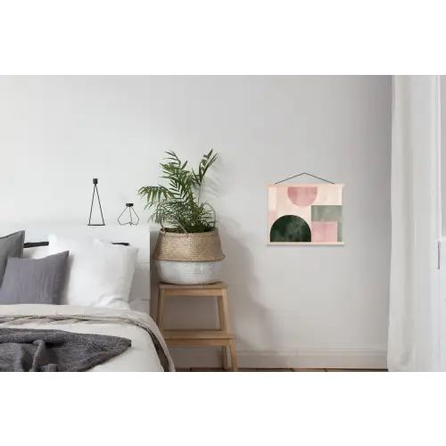 Vormen - Abstract - Cirkel - Zwart textielposter latten blank klein -woonkamer