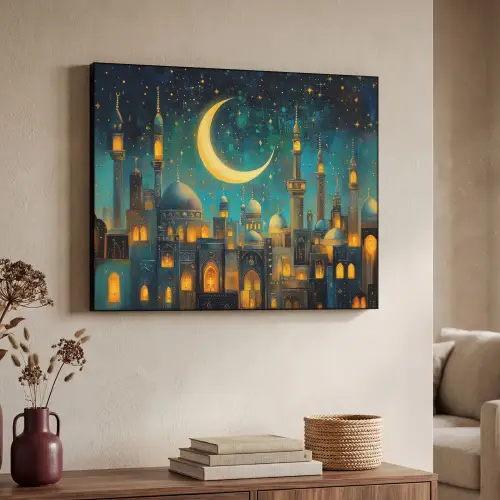 Islamitisch - Moskee - Ramadan - Islam Textielframe zwart klein -sfeer3