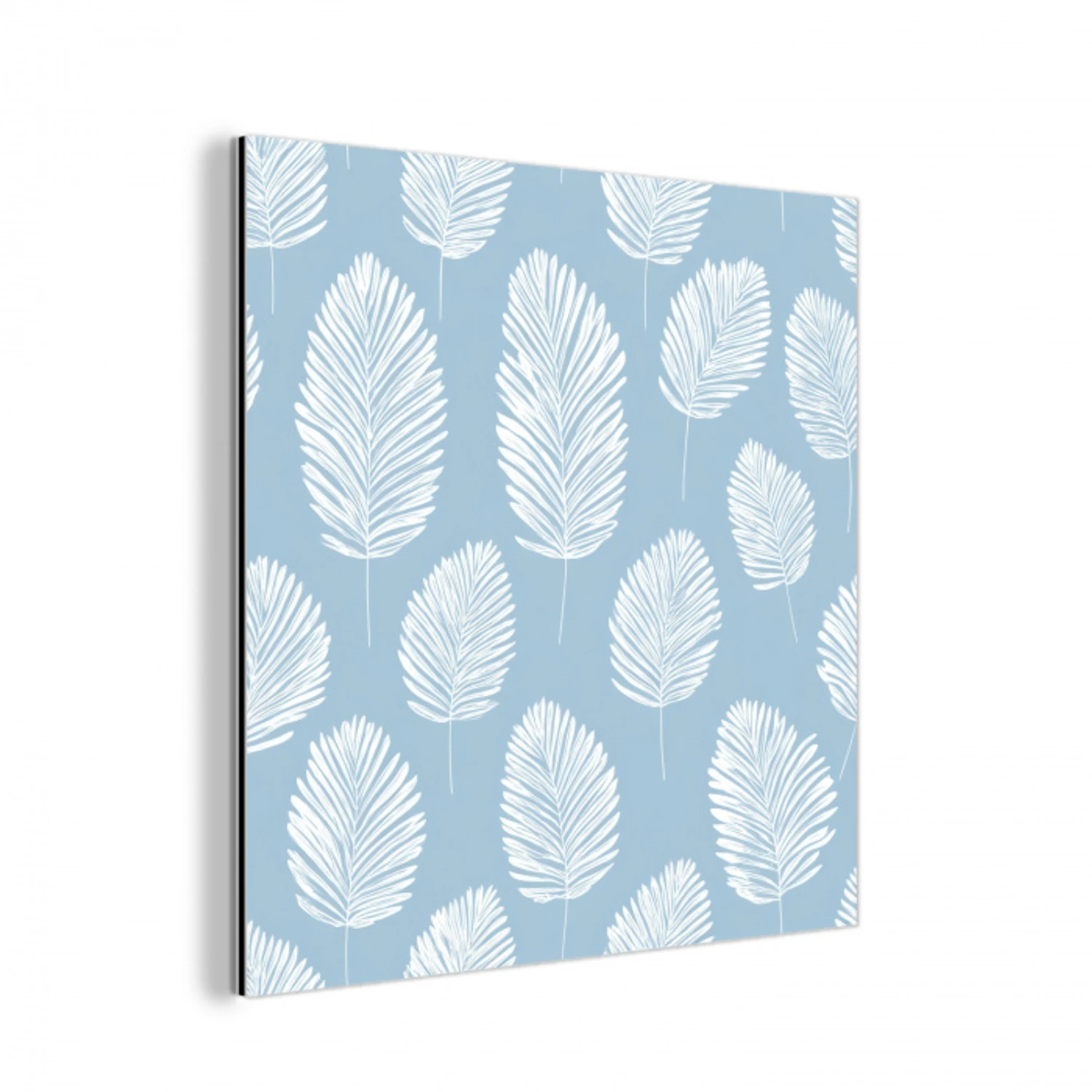 Palmbladeren - Naadloos - Patroon - Pastelblauw aluminium wit klein 46 -3d