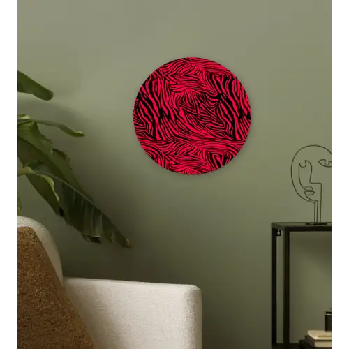 Zebra - Zwart - Roze - Neon Wandcirkel plexiglas klein 852 -sfeer3