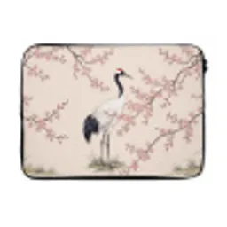 Aziatisch - Kraanvogel - Beige laptophoes neopreen klein -3d