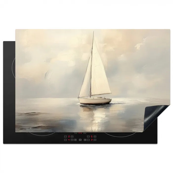Zeilschip - Zee - Bewolkt Inductie beschermer vinyl 3mm klein -3d