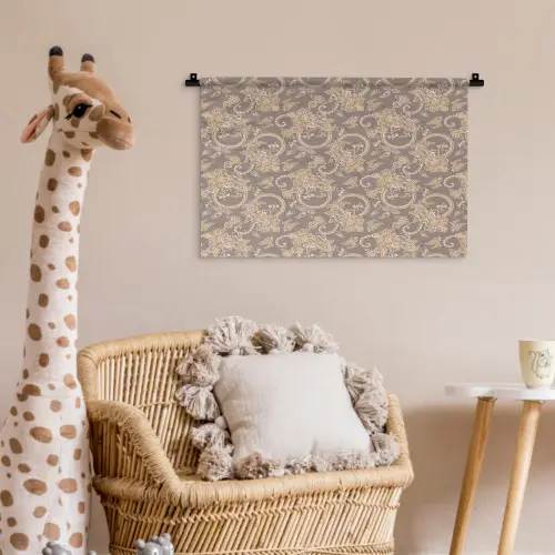 Oosters - Bloemen - Beige - Grijs Wandkleed katoen klein 269 -wsfeer5_kind