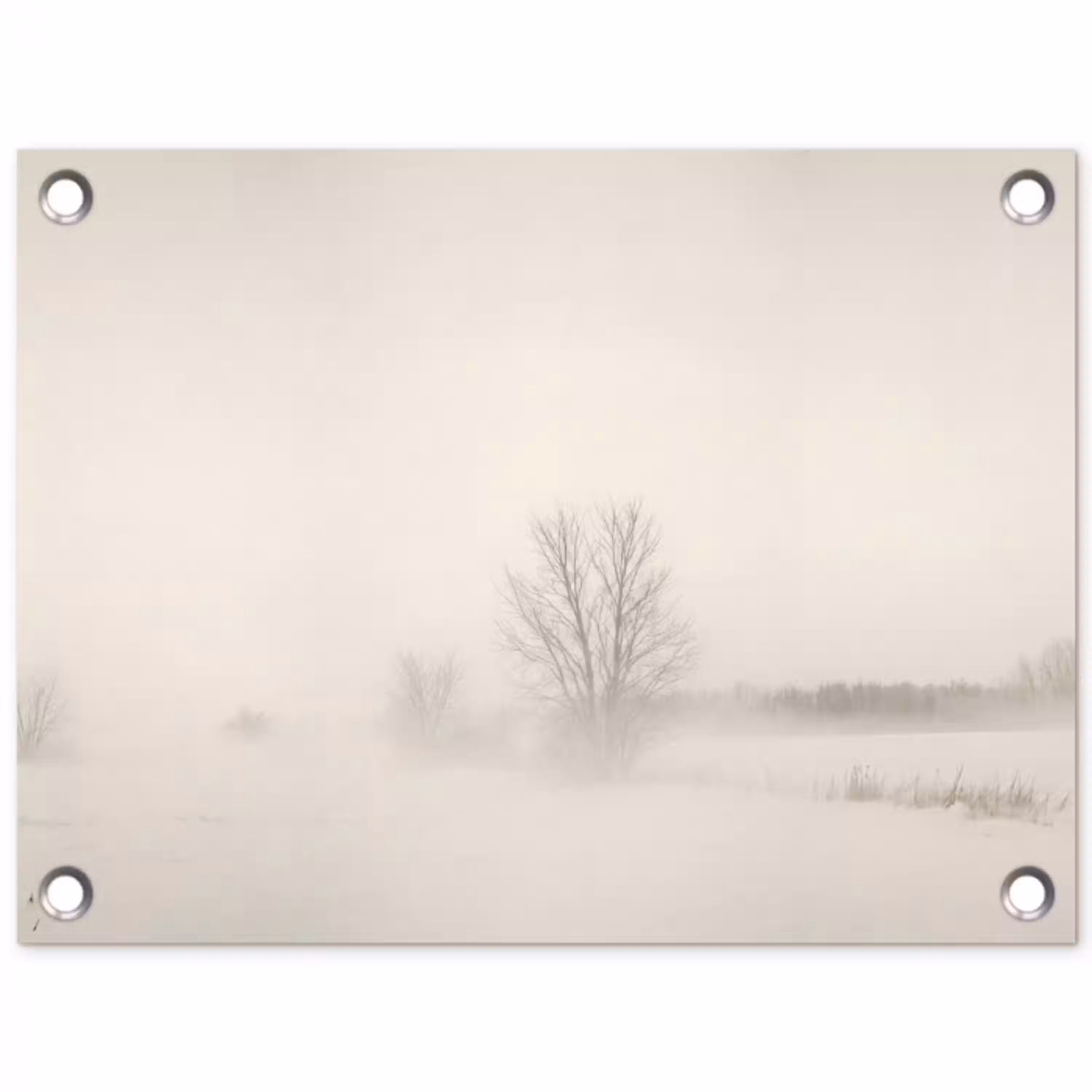 Boom - Mist - Sneeuw - Winter - Minimalistisch tuinposter los doek klein -3d