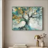 Boom - Modern - Verflook - Turquoise - Goud Textielframe zwart klein -sfeer2