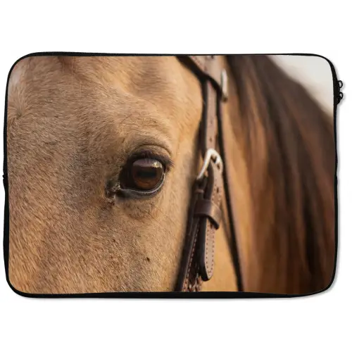 Paard - Oog - Bruin laptophoes neopreen klein -zkaufland3dotto