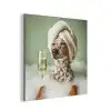 Hond - Bad - Champagne - Handdoek aluminium wit klein -3d
