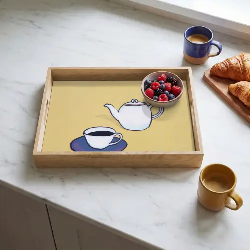 Theepot - Kopje - Beige - Illustratie Dienblad Rechthoek middel -sfeer2