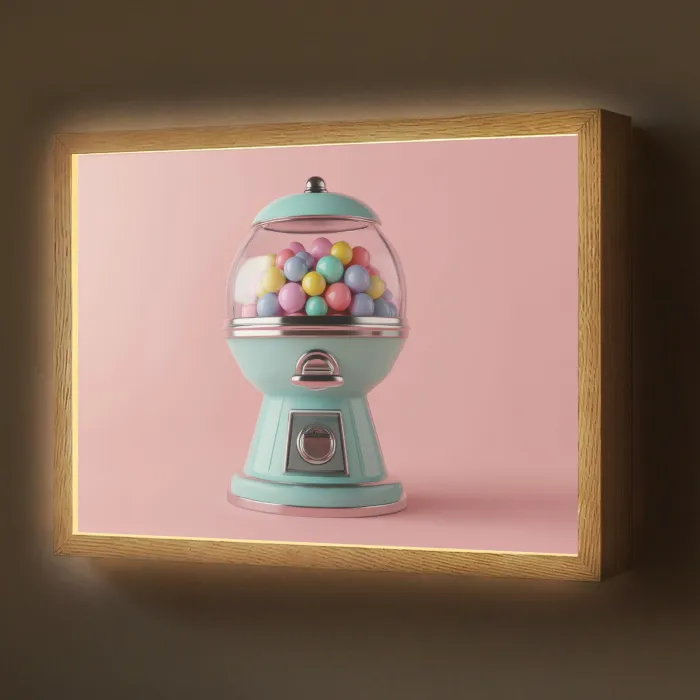 Kauwgom - Retro - Snoep - Roze Light Box met batterij (Wandlamp) middel -z3d_website