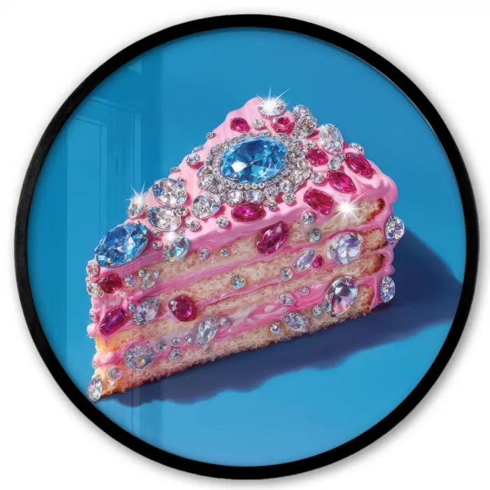 Taart - Edelstenen - Glitters - Roze Fotolijst rond zonder passe partout klein -3d
