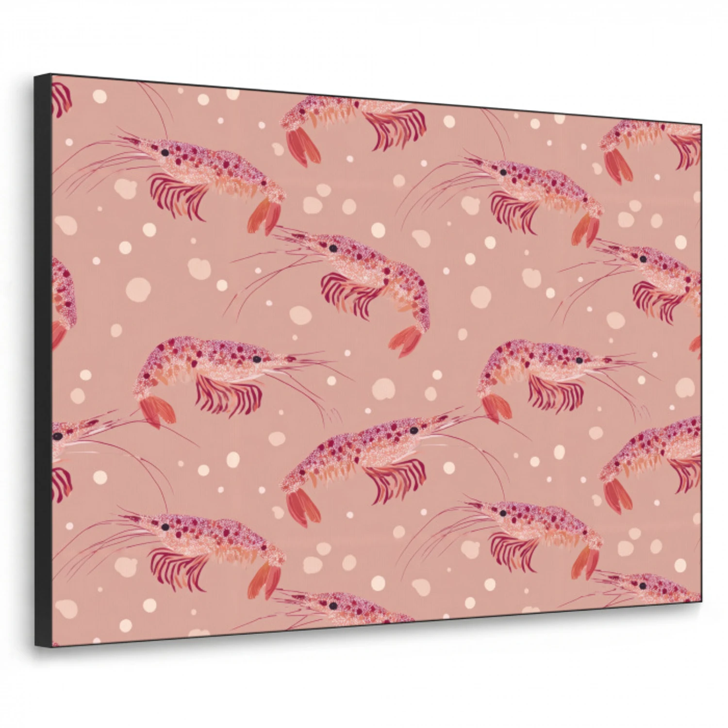 Garnalen - Stippen - Roze Textielframe zwart klein 947 -3d