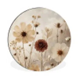 Wilde bloemen - Botanisch - Vintage - Natuur - Rustiek Wandcirkel aluminium klein -3d