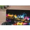 Skyline - Brug - Verlichting - Kleuren muismat rubber klein -closeup