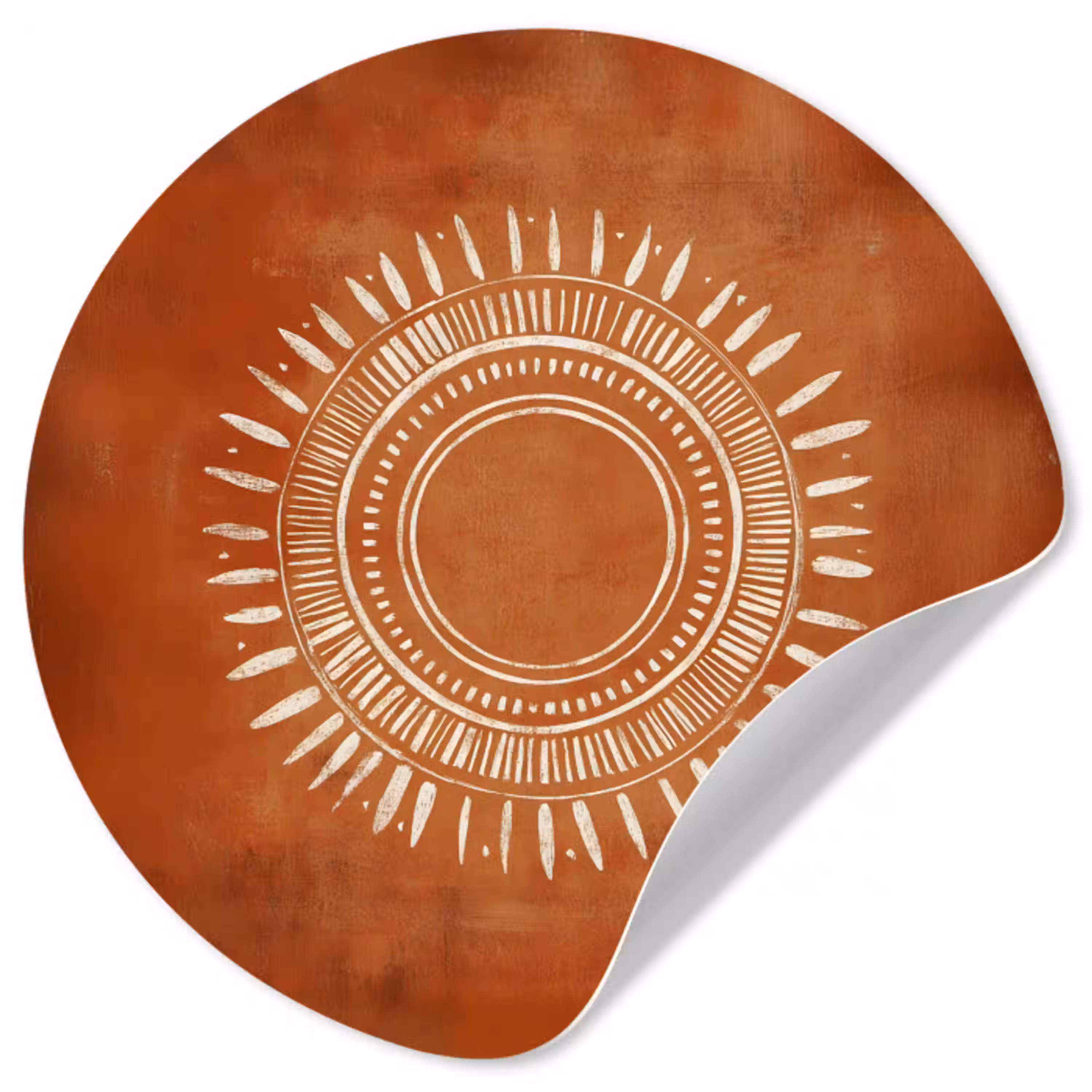 Abstract - Lijnen - Zonnestralen - Roodbruin Wandcirkel behangsticker klein -3d
