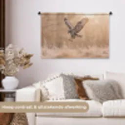 Buizerd - Roofvogel - Natuur - Bruin Wandkleed katoen middel -sfeer1