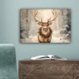 Kerst - Rendier - Winter - Krans canvas 2cm klein -sfeer4