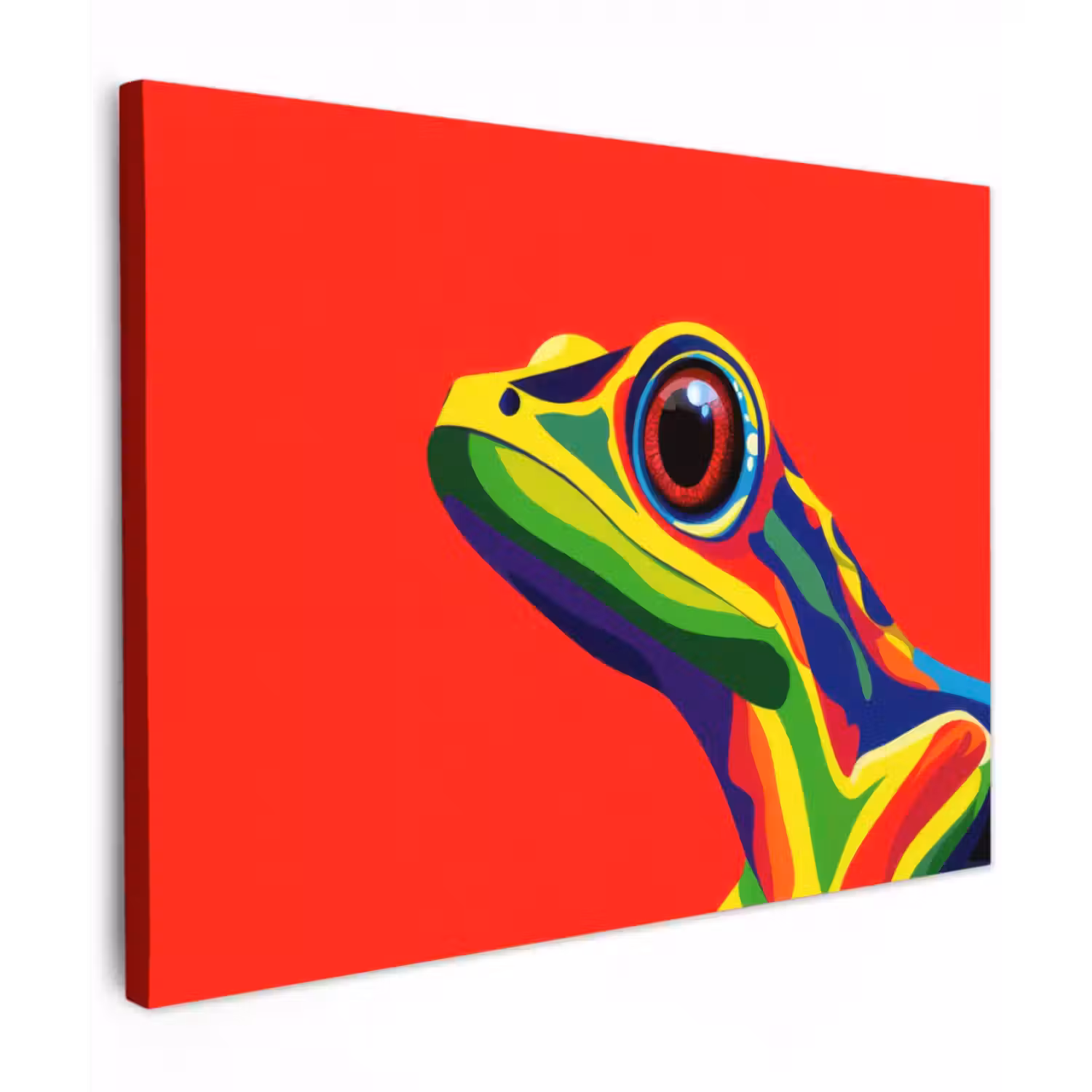 Canvas schilderij - Kikker - Kleurrijk - Strepen - Ogen