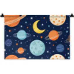 Ruimte - Planeten - Kleurrijk Wandkleed katoen klein -zz3d