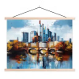Bomen Frankfurt- Stad - Skyline - Brug textielposter latten blank klein -3d