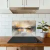 Abstract - Modern - Beige - Aesthetic - Goud keuken achterwand spatscherm klein -sfeer2