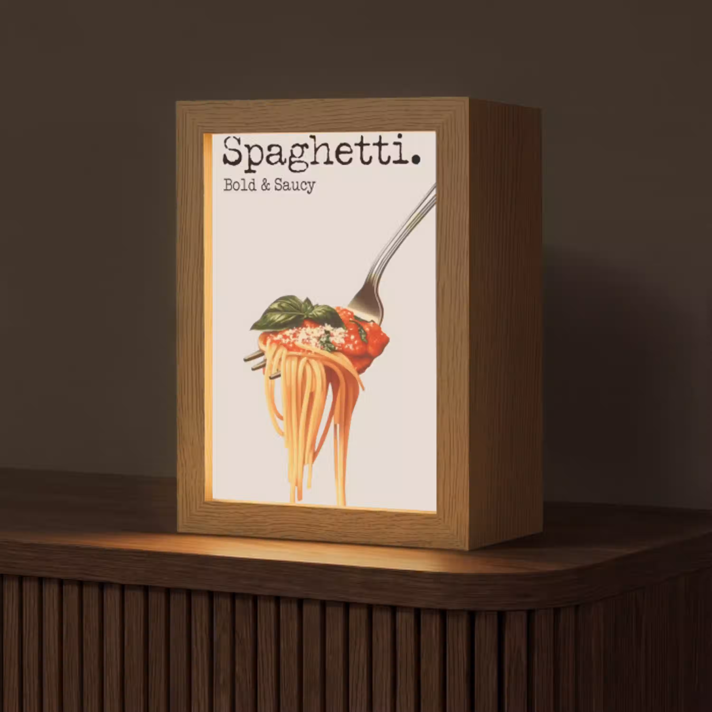 Spaghetti - tomatensaus - Parmezaanse kaas Light Box met kabel (Tafellamp) klein -z3d_website