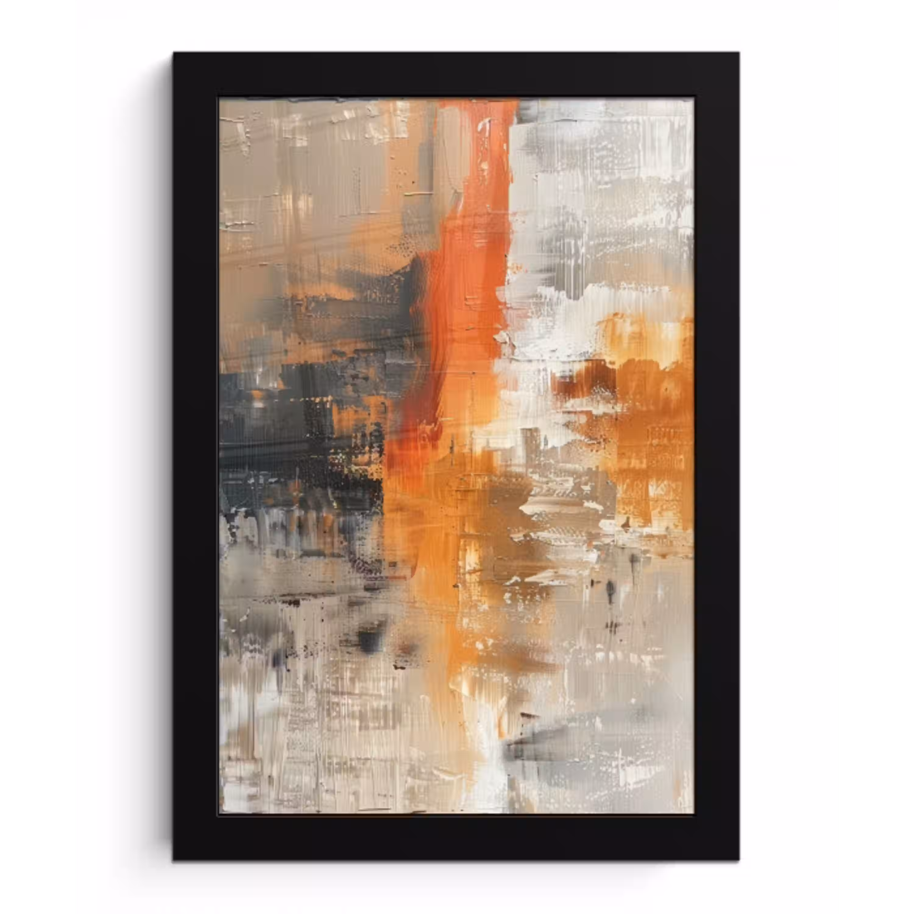 Moderne kunst - Abstract - Goud - Grijs fotolijst zwart zonder passe partout klein -3d