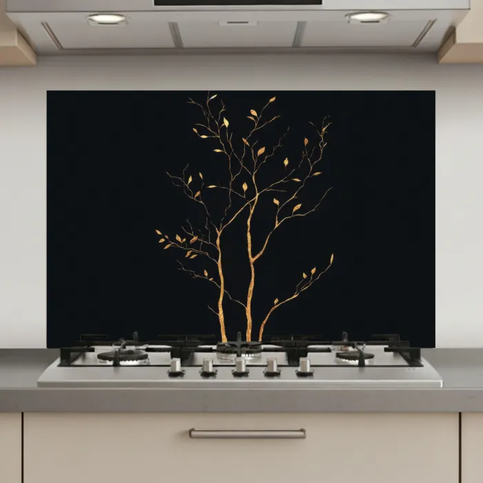 Takken - Blaadjes - Zwart keuken achterwand spatscherm klein -3d_website