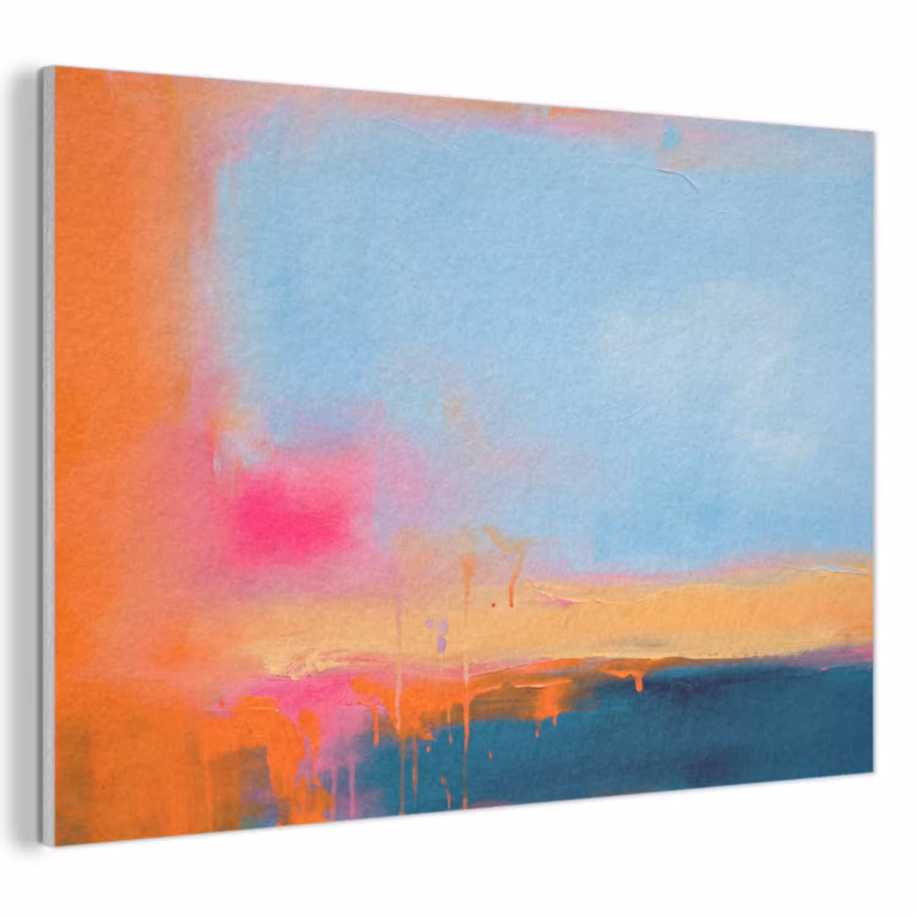 Abstract - Kleurvlakken - Modern - Oranje - Blauw PET vilt klein -3d