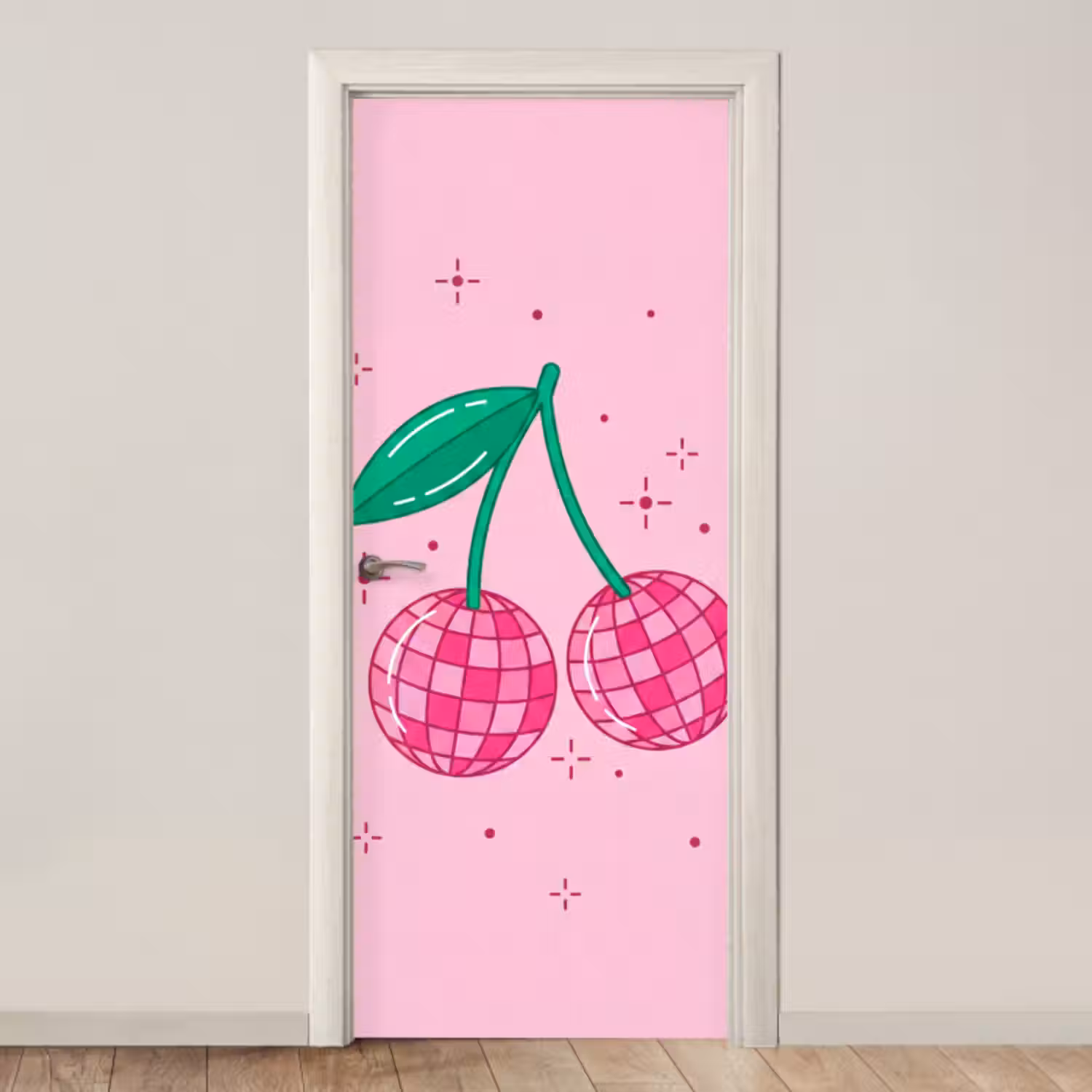 Deursticker - Decoratie - Disco-bal - Feest - Roze