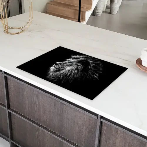 Zwart Wit - Leeuw - Kop - Dieren Inductie beschermer vinyl 3mm klein -sfeer8