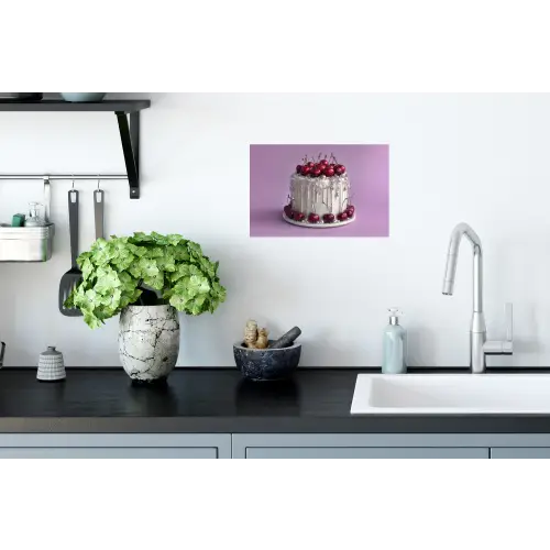 Taart - Kersen - Juwelen - Rood Muursticker klein -keuken