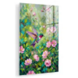 Kolibrie - Bloemen - Natuur - Kleurrijk plexiglas 5mm klein -zzzproduct_nieuw