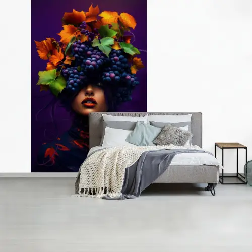 Vrouw - Paars - Druiven fotobehang vinyl groot -slaapkamer