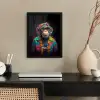 Chimpansee met Hawaii blouse fotolijst zwart zonder passe partout klein -sfeer1