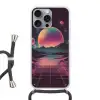 Landschap - Planeten - Horizon - Paars Hoesje iPhone 16 Pro Max met koord klein -3d